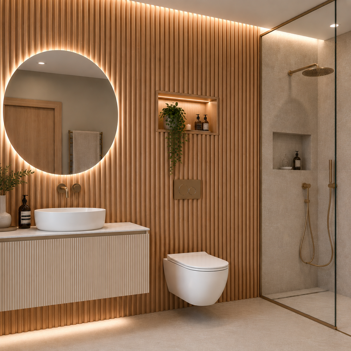 Washed Oak Fluted Slat Wall Panel - Volga Panels™ (Moisture-proof)