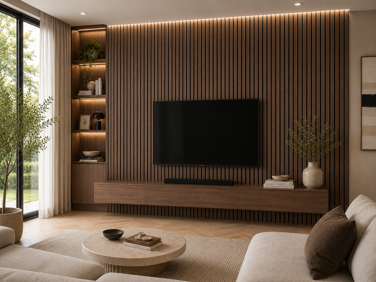 Walnut Slat Wall Panel - Volga Panels™ (Moisture-proof) Walnut Slat Wall Panel - Volga Panels™ (Moisture-proof)