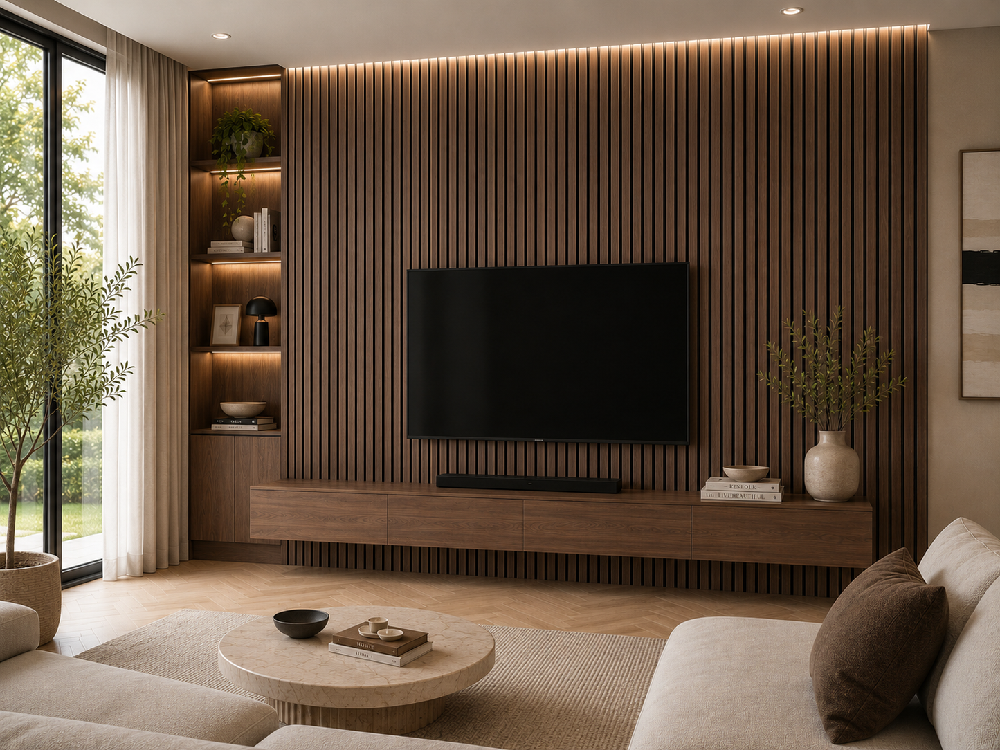 Walnut Slat Wall Panel - Volga Panels™ (Moisture-proof)